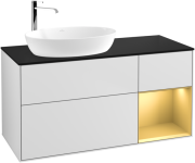 Тумба под раковину Villeroy & Boch Finion 120х50,1 см с подсветкой МДФ белый матовый лак/стекло черное матовое G932HFMT