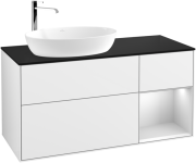 Тумба под раковину Villeroy & Boch Finion 120х50,1 см с подсветкой МДФ глянцевый белый лак/стекло черное матовое G932MTGF