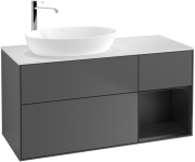 Тумба под раковину Villeroy & Boch Finion 120х50,1 см с подсветкой МДФ антрацит матовый лак/стекло белое матовое G931PDGK