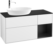 Тумба под раковину Villeroy & Boch Finion 120х50,1 см с подсветкой МДФ глянцевый белый лак/стекло черное матовое G932PDGF