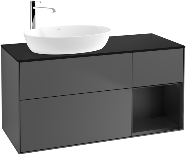 Тумба под раковину Villeroy & Boch Finion 120х50,1 см с подсветкой МДФ антрацит матовый лак/стекло черное матовое G932PDGK