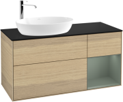 Тумба під раковину Villeroy & Boch Finion 120х50,1 см із підсвічуванням МДФ шпон дуба/скло чорне матове G932GMPC