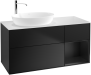 Тумба под раковину Villeroy & Boch Finion 120х50,1 см с подсветкой МДФ черный матовый лак/стекло белое матовое G931PDPD