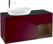 Тумба під раковину Villeroy & Boch Finion 120х50,1 см з підсвічуванням МДФ півонія матовий лак/скло чорне матове G932GNHB