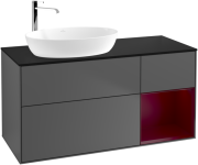 Тумба під раковину Villeroy & Boch Finion 120х50,1 см з підсвічуванням антрацит матовий лак/скло чорне матове G932HBGK