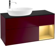 Тумба під раковину Villeroy & Boch Finion 120х50,1 см з підсвічуванням МДФ півонія матовий лак/скло чорне матове G932HFHB