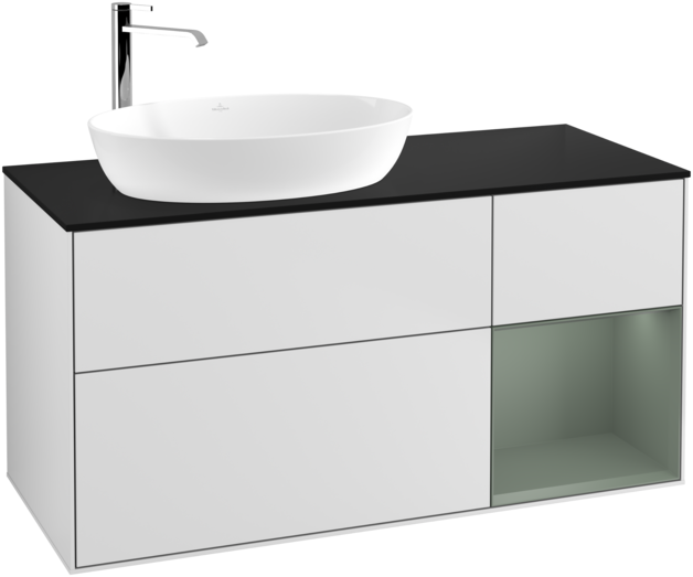 Тумба під раковину Villeroy & Boch Finion 120х50,1 см із підсвічуванням МДФ білий матовий лак/скло чорне матове G932GMMT