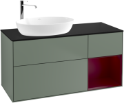 Тумба під раковину Villeroy & Boch Finion 120х50,1 см із підсвічуванням МДФ оливковий матовий лак/скло чорне матове G932HBGM