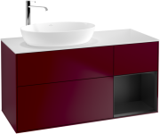 Тумба під раковину Villeroy & Boch Finion 120х50,1 см з підсвічуванням МДФ півонія матовий лак/скло біле матове G931PDHB