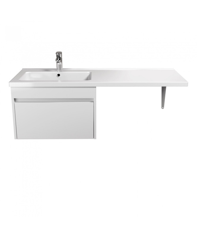 Тумба подвесная Мойдодыр Wing 60-А-W с раковиной Rodeo L ДСП/МДФ белый глянец 00-0008340