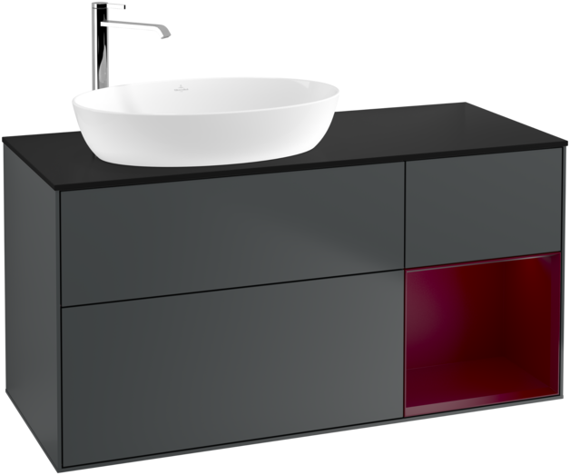 Тумба під раковину Villeroy & Boch Finion 120х50,1 см із підсвічуванням МДФ темно-синій матовий лак/скло чорне матове G932HBHG