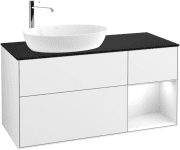 Тумба під раковину Villeroy & Boch Finion 120х50,1 см з підсвіткою МДФ білий глянцевий лак/скло чорне матове G932GFGF