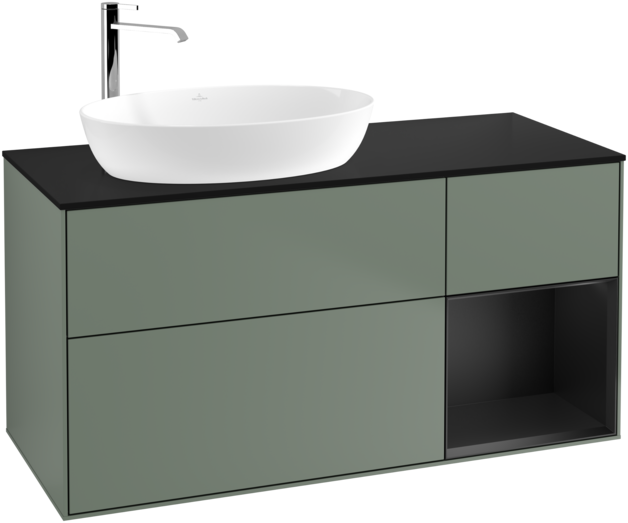 Тумба под раковину Villeroy & Boch Finion 120х50,1 см с подсветкой МДФ оливковый матовый лак/стекло черное матовое G932PDGM