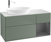 Тумба под раковину Villeroy & Boch Finion 120х50,1 см с подсветкой МДФ оливковый матовый лак/стекло белое матовое G931GKGM