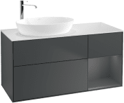 Тумба под раковину Villeroy & Boch Finion 120х50,1 см с подсветкой МДФ темно-синий матовый лак/стекло белое матовое G931GKHG