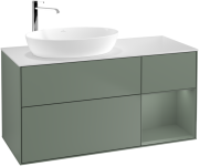 Тумба под раковину Villeroy & Boch Finion 120х50,1 см с подсветкой МДФ оливковый матовый лак/стекло белое матовое G931GMGM