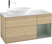 Тумба под раковину Villeroy & Boch Finion 120х50,1 см с подсветкой МДФ шпон дуба/стекло белое матовое G931GMPC