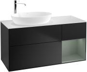 Тумба под раковину Villeroy & Boch Finion 120х50,1 см с подсветкой МДФ черный матовый лак/стекло белое матовое G931GMPD