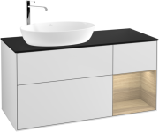 Тумба під раковину Villeroy & Boch Finion 120х50,1 см із підсвічуванням МДФ білий матовий лак/скло чорне матове G932PCMT