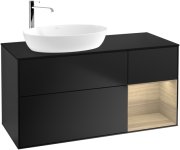 Тумба під раковину Villeroy & Boch Finion 120х50,1 см з підсвічуванням МДФ чорний матовий лак/скло чорне матове G932PCPD