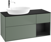 Тумба під раковину Villeroy & Boch Finion 120х50,1 см із підсвічуванням МДФ оливковий матовий лак/скло чорне матове G932PDGM