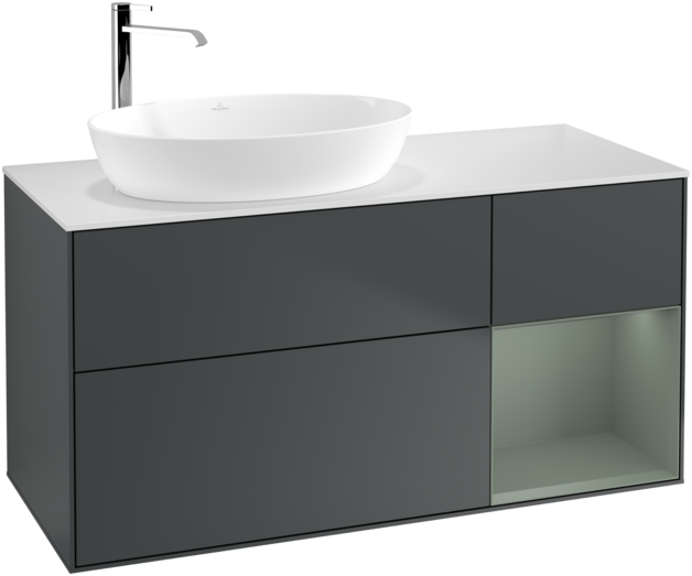 Тумба під раковину Villeroy & Boch Finion 120х50,1 см із підсвічуванням МДФ темно-синій матовий лак/скло біле матове G931GMHG