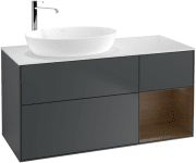Тумба під раковину Villeroy & Boch Finion 120х50,1 см із підсвічуванням МДФ темно-синій матовий лак/скло біле матове G931GNHG