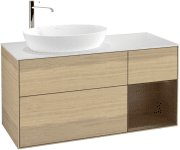 Тумба під раковину Villeroy & Boch Finion 120х50,1 см з підсвічуванням МДФ шпон дуба/скло біле матове G931GNPC