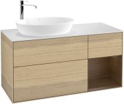 Тумба под раковину Villeroy & Boch Finion 120х50,1 см с подсветкой МДФ шпон дуба/стекло белое матовое G931GNPC