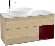 Тумба под раковину Villeroy & Boch Finion 120х50,1 см с подсветкой МДФ шпон дуба/стекло белое матовое G931HBPC