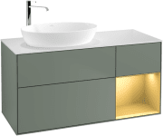 Тумба под раковину Villeroy & Boch Finion 120х50,1 см с подсветкой МДФ оливковый матовый лак/стекло белое матовое G931HFGM