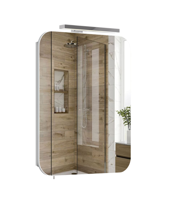 Дзеркальна шафка Мийдодир Сорренто 49,2х73,5 см з LED-підсвічуванням ДСП білий мат 00-0009181