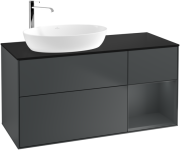 Тумба під раковину Villeroy & Boch Finion 120х50,1 см із підсвічуванням МДФ темно-синій матовий лак/скло чорне матове G932HGHG