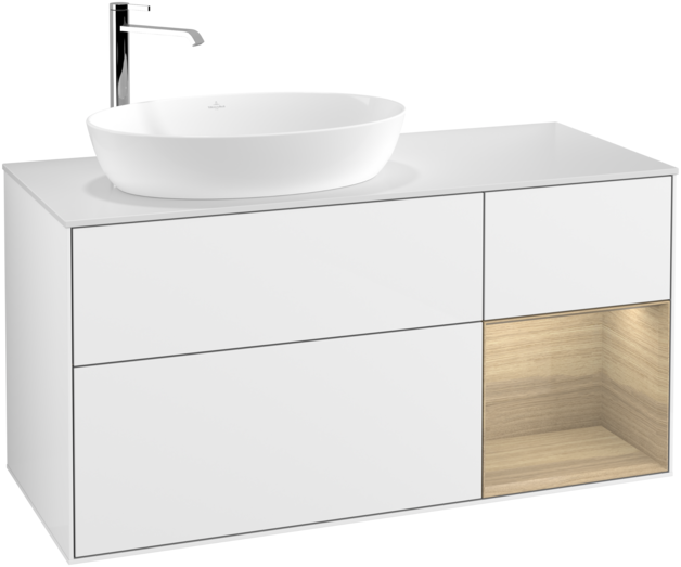 Тумба под раковину Villeroy & Boch Finion 120х50,1 см с подсветкой МДФ глянцевый белый лак/стекло белое матовое G931PCGF