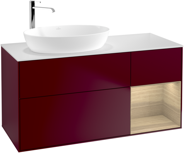 Тумба под раковину Villeroy & Boch Finion 120х50,1 см с подсветкой МДФ пион матовый лак/стекло белое матовое G931PCHB