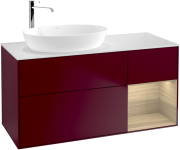 Тумба под раковину Villeroy & Boch Finion 120х50,1 см с подсветкой МДФ пион матовый лак/стекло белое матовое G931PCHB