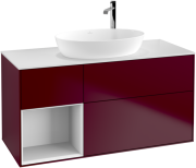 Тумба под раковину Villeroy & Boch Finion 120х50,1 см с подсветкой МДФ пион матовый лак/стекло белое матовое F941GFHB