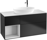 Тумба под раковину Villeroy & Boch Finion 120х50,1 см с подсветкой МДФ черный матовый лак/стекло белое матовое F941GFPD