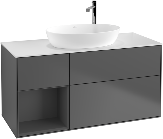 Тумба под раковину Villeroy & Boch Finion 120х50,1 см с подсветкой МДФ антрацит матовый лак/стекло белое матовое F941GKGK