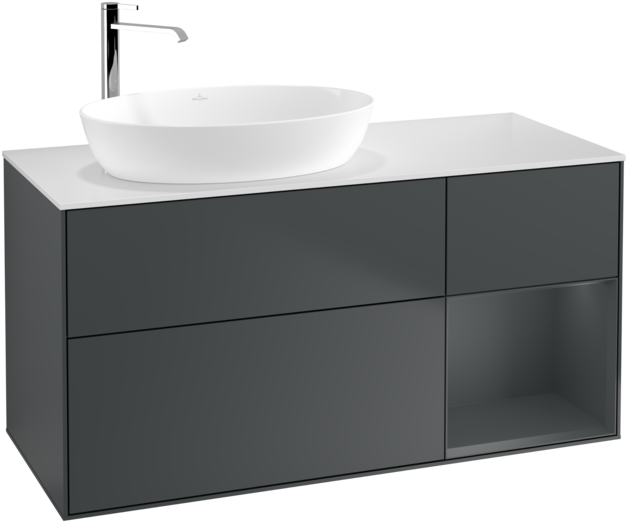 Тумба под раковину Villeroy & Boch Finion 120х50,1 см с подсветкой МДФ темно-синий матовый лак/стекло белое матовое G931HGHG