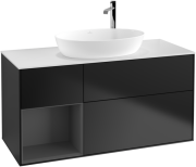 Тумба под раковину Villeroy & Boch Finion 120х50,1 см с подсветкой МДФ черный матовый лак/стекло белое матовое F941GKPD