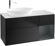 Тумба под раковину Villeroy & Boch Finion 120х50,1 см с подсветкой МДФ черный матовый лак/стекло белое матовое G931HGPD