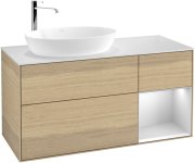 Тумба под раковину Villeroy & Boch Finion 120х50,1 см с подсветкой МДФ шпон дуба/стекло белое матовое G931MTPC