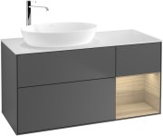 Тумба під раковину Villeroy & Boch Finion 120х50,1 см з підсвічуванням антрацит матовий лак/скло біле матове G931PCGK