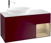 Тумба під раковину Villeroy & Boch Finion 120х50,1 см з підсвічуванням МДФ півонія матовий лак/скло біле матове G931PCHB