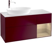Тумба под раковину Villeroy & Boch Finion 120х50,1 см с подсветкой МДФ пион матовый лак/стекло белое матовое G931PCHB