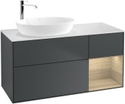 Тумба під раковину Villeroy & Boch Finion 120х50,1 см із підсвічуванням МДФ темно-синій матовий лак/скло біле матове G931PCHG