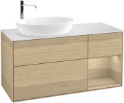 Тумба под раковину Villeroy & Boch Finion 120х50,1 см с подсветкой МДФ шпон дуба/стекло белое матовое G931PCPC