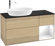 Тумба под раковину Villeroy & Boch Finion 120х50,1 см с подсветкой МДФ шпон дуба/стекло черное матовое G932GFPC