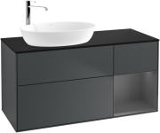 Тумба під раковину Villeroy & Boch Finion 120х50,1 см із підсвічуванням МДФ темно-синій матовий лак/скло чорне матове G932GKHG